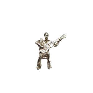 Sterling Silver Man Sitting Playing Guitar Guitarist Charm Pendant 3.43g Vintage